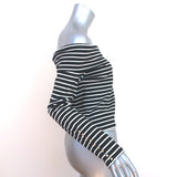Derek Lam 10 Crosby Off the Shoulder Top Black/White Striped Jersey Size Medium