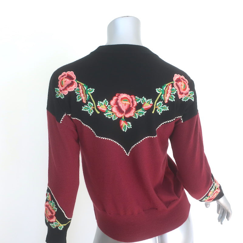 THE GREAT Heirloom Rose Western Pullover Sweater Wine Wool-Blend Size 0