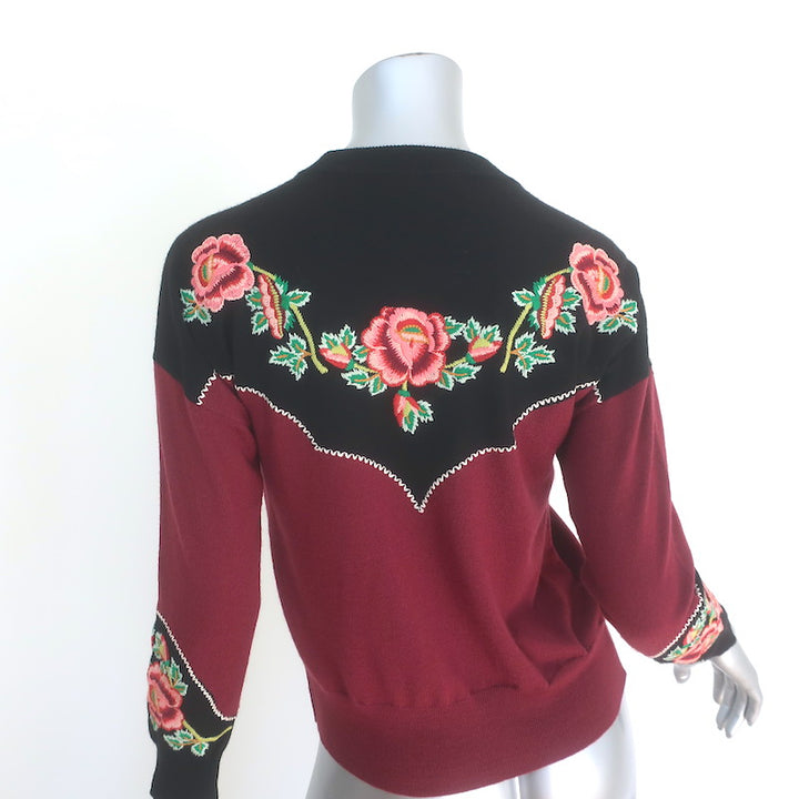 THE GREAT Heirloom Rose Western Pullover Sweater Wine Wool-Blend Size 0