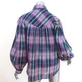 Isabel Marant Etoile Blouse Bethany Purple Plaid Size 36 Snap-Front Shirt