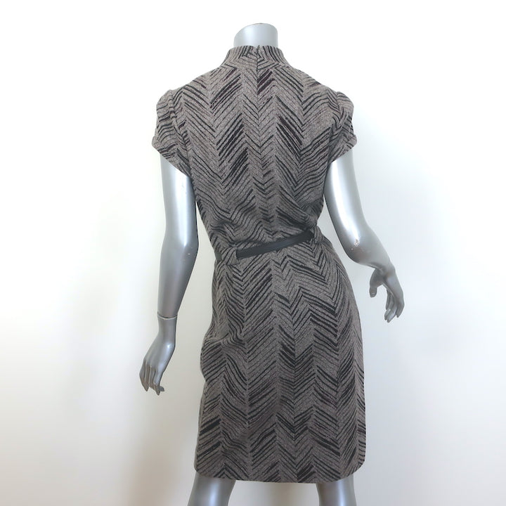 Loro Piana Printed Cashmere Belted Cap Sleeve Dress Gray Size 44