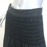 Christian Dior Smocked Midi Skirt Black Pleated Cotton Size US 8