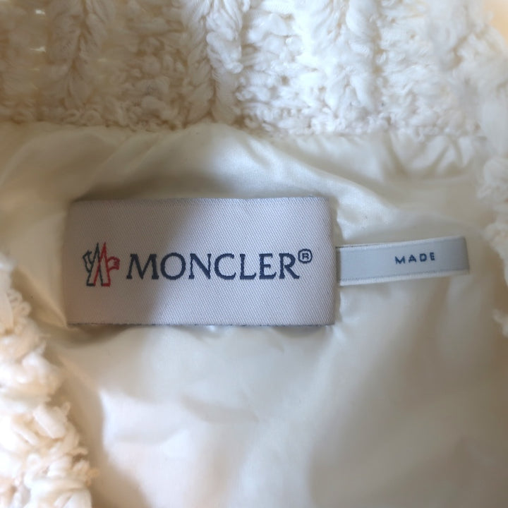 Moncler Boucle Tweed &amp; Quilted Down Cardigan Puffer Jacket Ivory Size Medium
