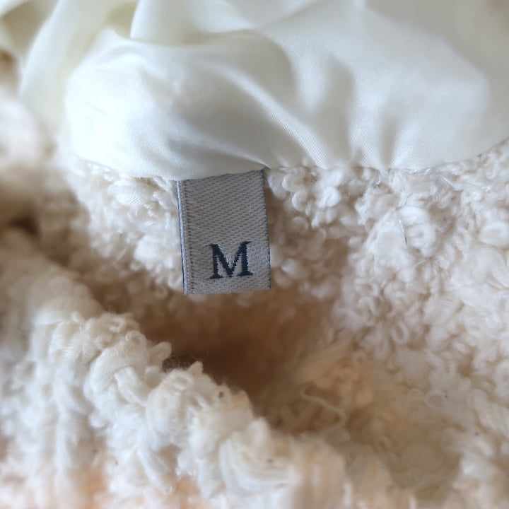 Moncler Boucle Tweed &amp; Quilted Down Cardigan Puffer Jacket Ivory Size Medium