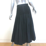 Christian Dior Smocked Midi Skirt Black Pleated Cotton Size US 8