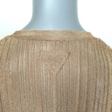 Prada Ribbed Lamé Cardigan Gold Metallic Knit Size 42 V-Neck Sweater