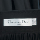 Christian Dior Smocked Midi Skirt Black Pleated Cotton Size US 8