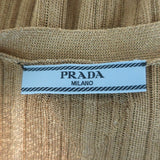 Prada Ribbed Lamé Cardigan Gold Metallic Knit Size 42 V-Neck Sweater