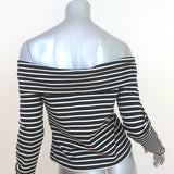 Derek Lam 10 Crosby Off the Shoulder Top Black/White Striped Jersey Size Medium