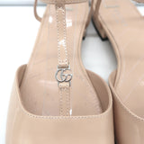 Gucci Double G T-Strap Ballet Flats Nude Patent Leather Size 37.5 NEW