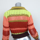 Jonathan Simkhai Polo Sweater Otis Rust/Lime Crochet Knit Size Extra Small