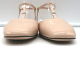 Gucci Double G T-Strap Ballet Flats Nude Patent Leather Size 37.5 NEW