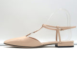 Gucci Double G T-Strap Ballet Flats Nude Patent Leather Size 37.5 NEW