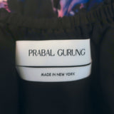 Prabal Gurung Off the Shoulder Blouson-Sleeve Top Black Floral Print Size 6