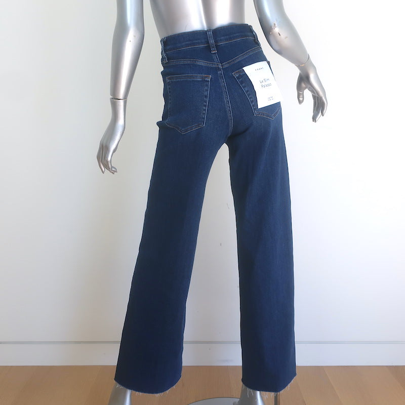 FRAME Le Slim Palazzo Raw Hem Wide Leg Jeans Celebrity Stretch Denim Size 25 NEW