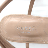 Gucci Double G T-Strap Ballet Flats Nude Patent Leather Size 37.5 NEW