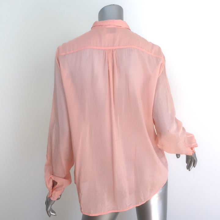 Forte Forte Button Down Shirt Peach Cotton-Silk Voile Size III Long Sleeve Top