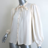 Ulla Johnson Clemens Tie-Neck Blouse Cream Crepe Size 2 Long Sleeve Top