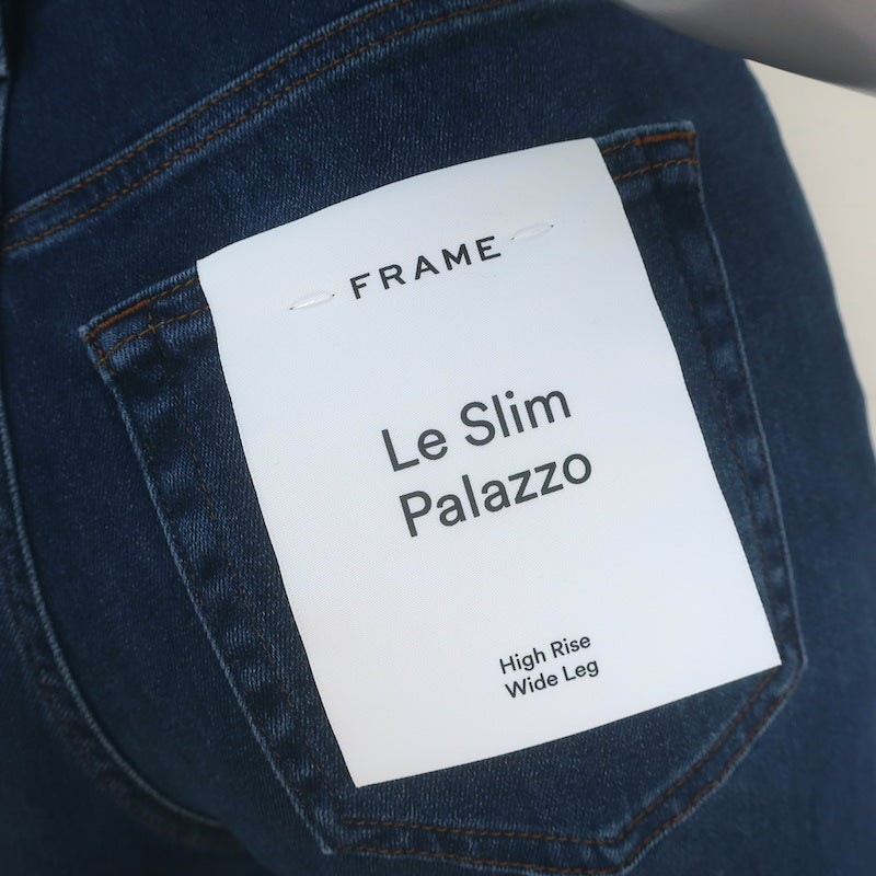 FRAME Le Slim Palazzo Raw Hem Wide Leg Jeans Celebrity Stretch Denim Size 25 NEW