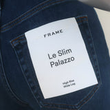 FRAME Le Slim Palazzo Raw Hem Wide Leg Jeans Celebrity Stretch Denim Size 25 NEW