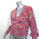 STAUD Eloise Cardigan Pink/Multi Space Dye Knit Size Small V-Neck Sweater