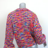 STAUD Eloise Cardigan Pink/Multi Space Dye Knit Size Small V-Neck Sweater