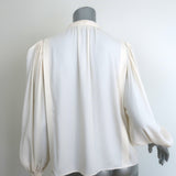 Ulla Johnson Clemens Tie-Neck Blouse Cream Crepe Size 2 Long Sleeve Top