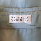 Brunello Cucinelli Silk Western Shirt Baby Blue Size Small Long Sleeve Blouse