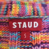STAUD Eloise Cardigan Pink/Multi Space Dye Knit Size Small V-Neck Sweater