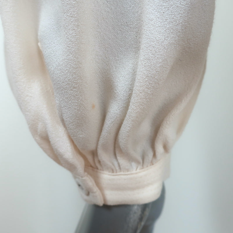 Ulla Johnson Clemens Tie-Neck Blouse Cream Crepe Size 2 Long Sleeve Top
