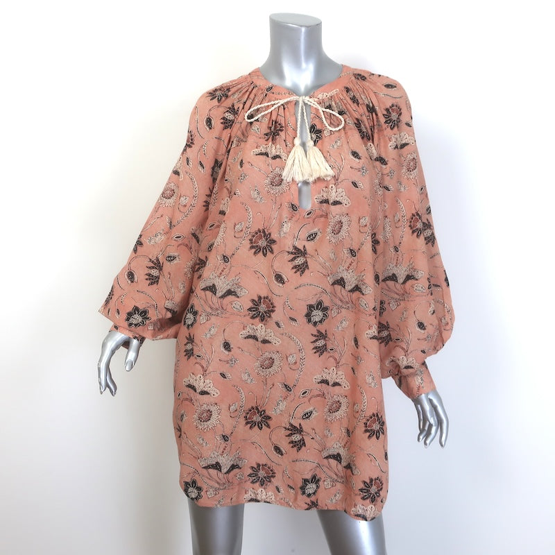 Ulla Johnson Biarritz Tunic Dress Pink Floral Print Cotton-Blend Size Medium