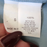 Brunello Cucinelli Silk Western Shirt Baby Blue Size Small Long Sleeve Blouse