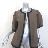 Marni Short Sleeve Zip-Up Leather Jacket Brown Nubuck Size 42