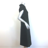 Christian Dior Collared Midi Dress Black Wool-Silk Shantung Size US 8