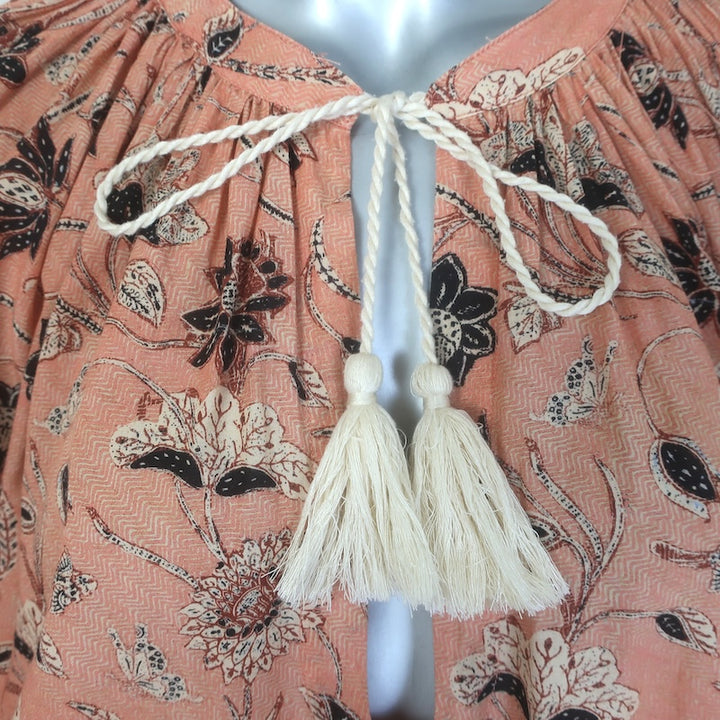 Ulla Johnson Biarritz Tunic Dress Pink Floral Print Cotton-Blend Size Medium