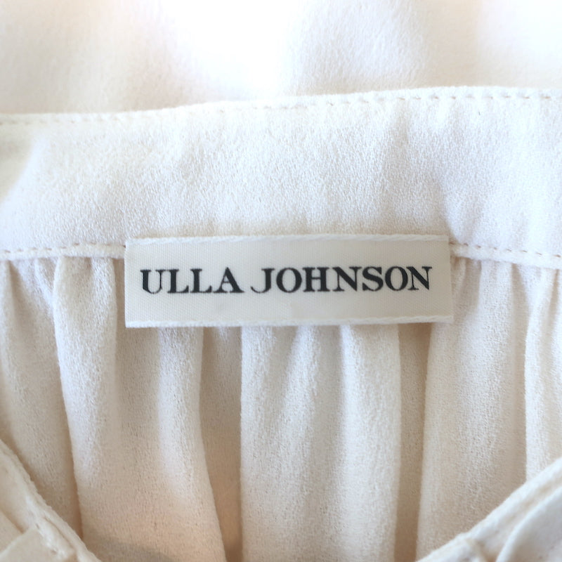 Ulla Johnson Clemens Tie-Neck Blouse Cream Crepe Size 2 Long Sleeve Top