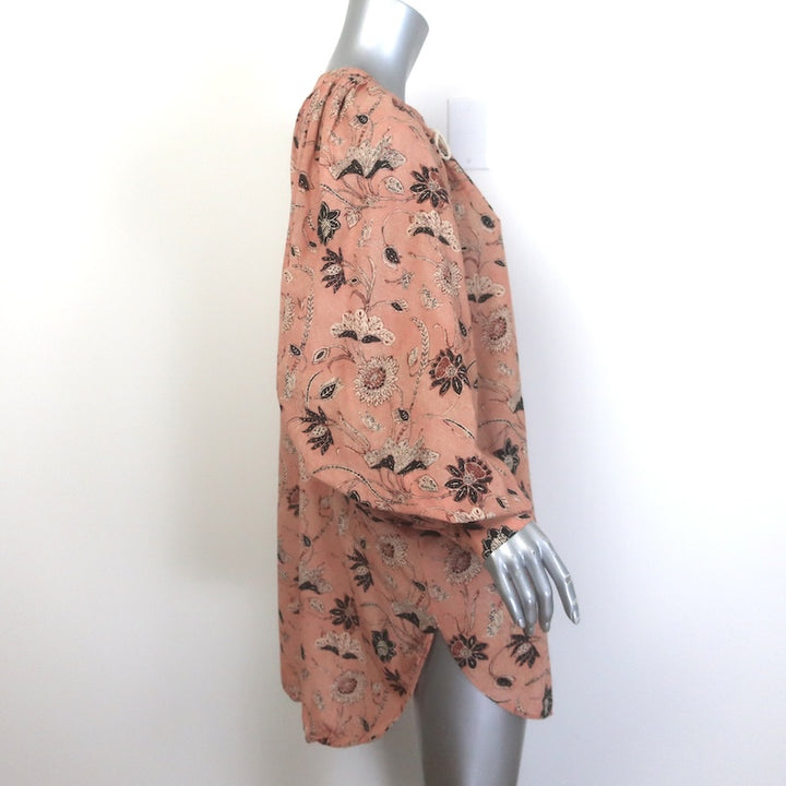 Ulla Johnson Biarritz Tunic Dress Pink Floral Print Cotton-Blend Size Medium