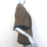 Marni Short Sleeve Zip-Up Leather Jacket Brown Nubuck Size 42