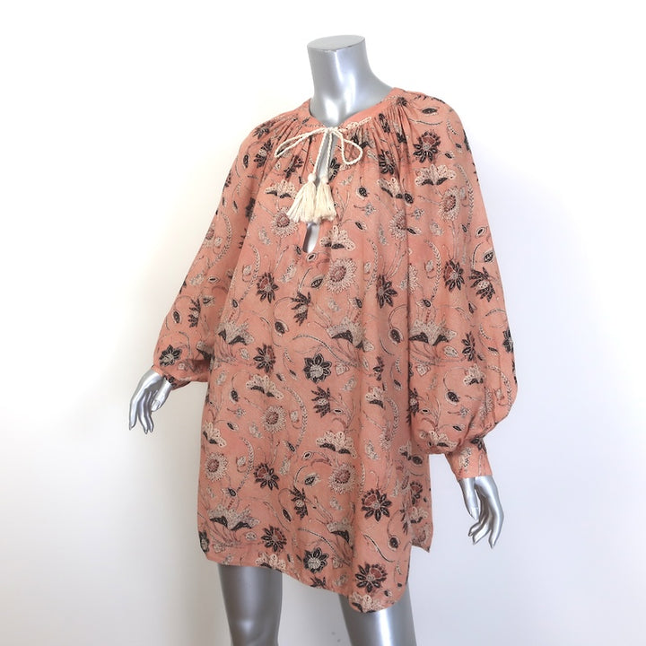 Ulla Johnson Biarritz Tunic Dress Pink Floral Print Cotton-Blend Size Medium