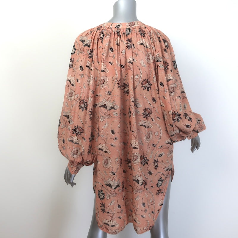 Ulla Johnson Biarritz Tunic Dress Pink Floral Print Cotton-Blend Size Medium