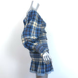 LoveShackFancy Smocked Mini Dress Stanley Blue Plaid Size Extra Small
