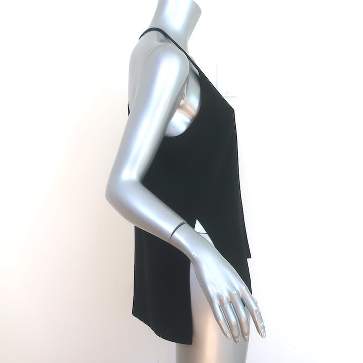 Elizabeth and James V-Neck Racerback Tank Top Black Crepe Size Small