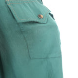 Brunello Cucinelli Silk Western Shirt Green Size Medium Roll-Sleeve Blouse