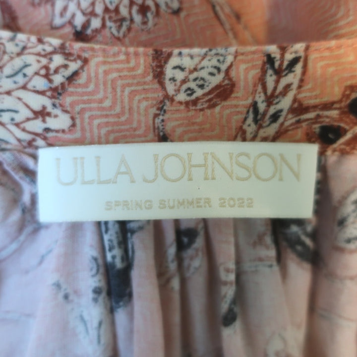 Ulla Johnson Biarritz Tunic Dress Pink Floral Print Cotton-Blend Size Medium