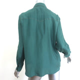 Brunello Cucinelli Silk Western Shirt Green Size Medium Roll-Sleeve Blouse