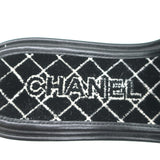 Chanel CC Velvet Slide Sandals Black Size 38 NEW