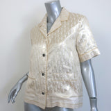 Christian Dior Chez Moi Short Sleeve Pajama Shirt Gold Metallic Size US 4