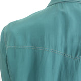 Brunello Cucinelli Silk Western Shirt Green Size Medium Roll-Sleeve Blouse