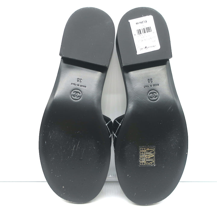 Chanel CC Velvet Slide Sandals Black Size 38 NEW