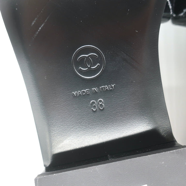 Chanel CC Velvet Slide Sandals Black Size 38 NEW